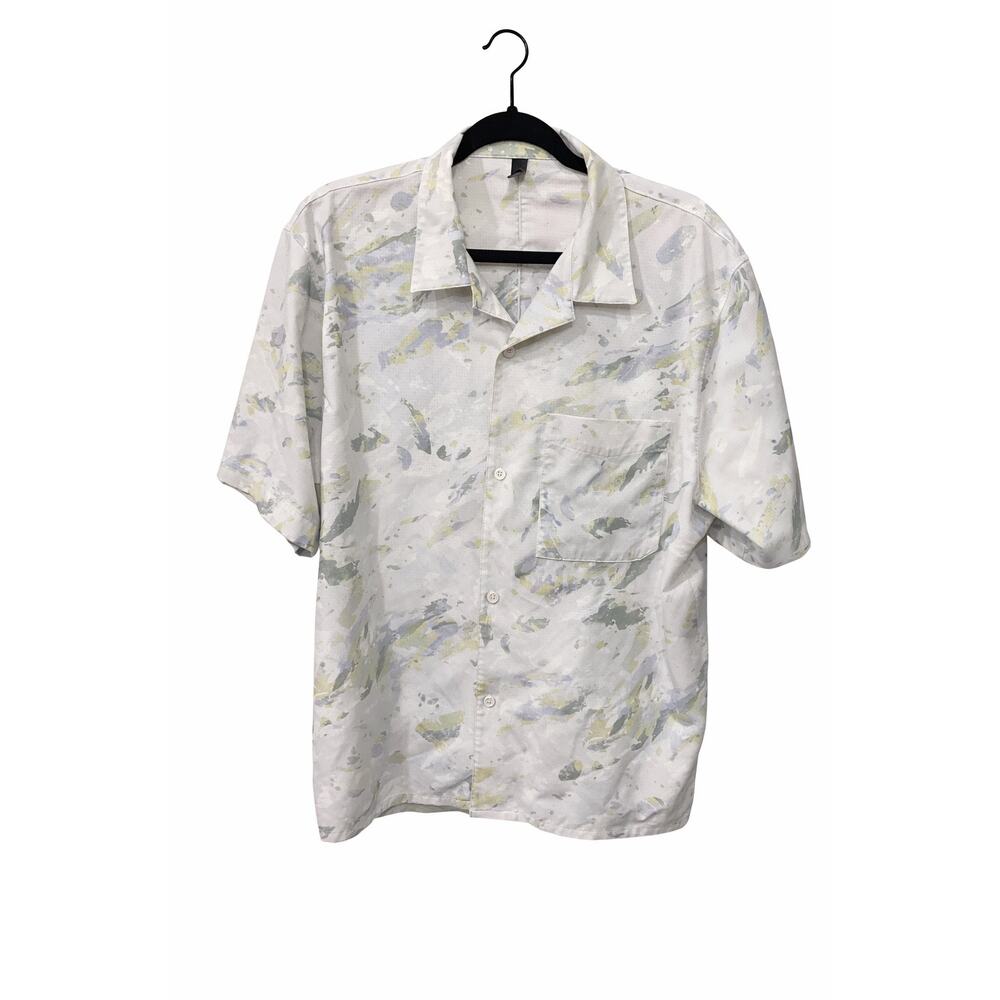 Lululemon‎ Large Mns Abstract Print Button Shirt Easy Resort Coastal Resort Camp